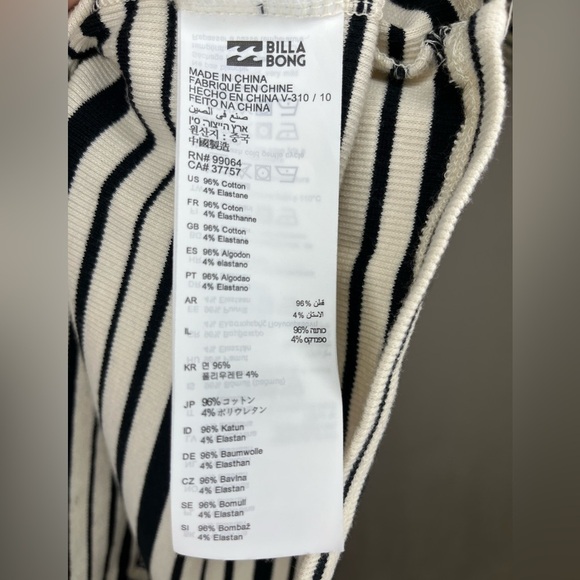 Billabong Coastal Bodycon Striped Black and White Women's Dress Size small S - Picture 5 of 5